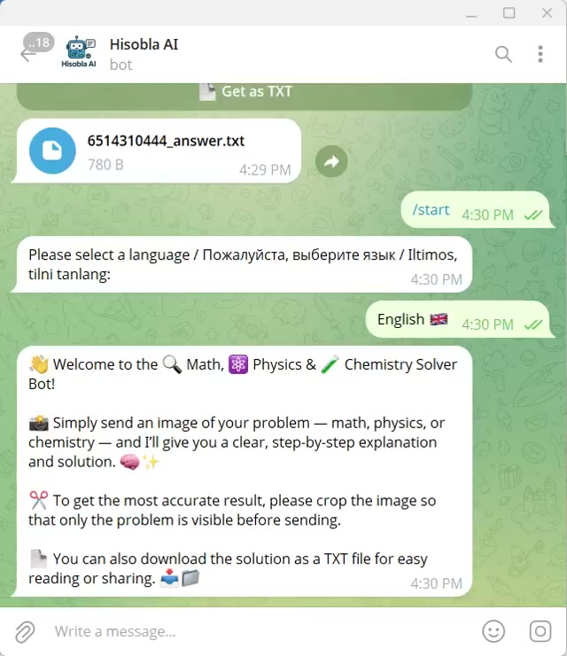 Hisobla AI - Math Solver Bot